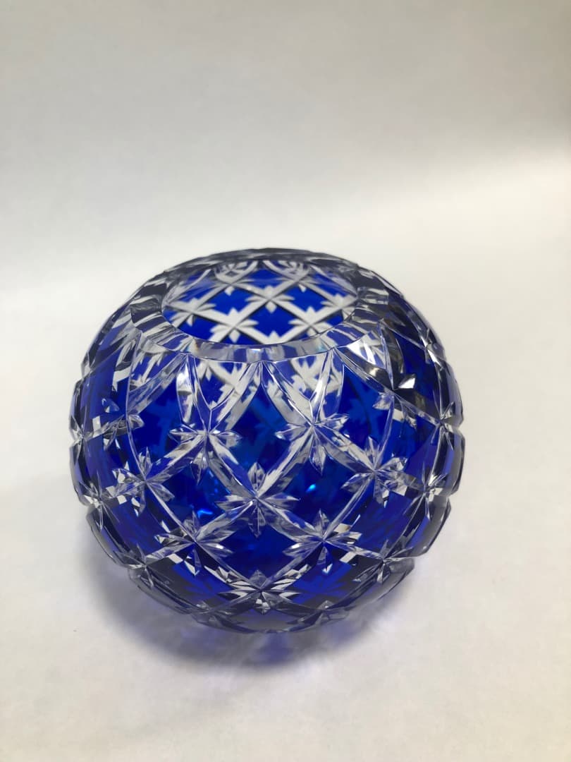 江戸切子丸型花瓶　クリスタル一輪挿し　ボヘミア小鉢　3点セット