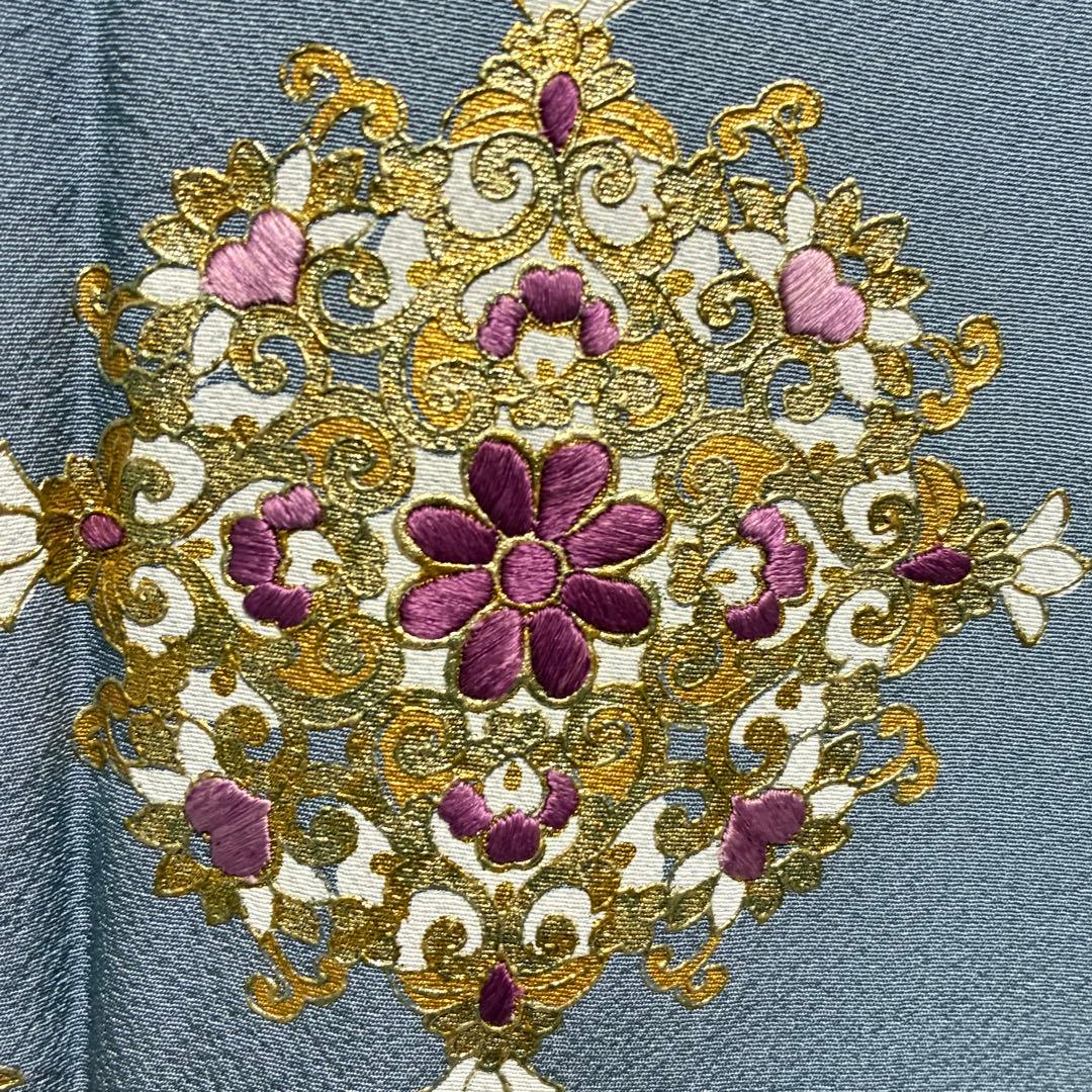 D80訪問着 丹下雄介 一つ紋 刺繍 正絹着物 袷 しつけ糸付き未使用極美品