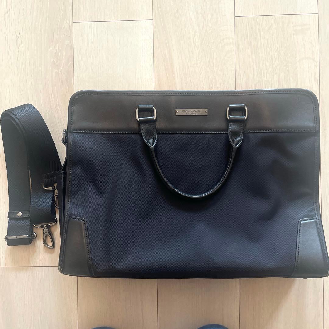 【美品】Burberry BLACK LABELビジネスバッグ 黒 ショルダー有