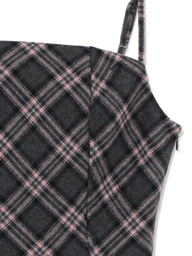 ワンピース andmary Selena check mini dress GRY gray