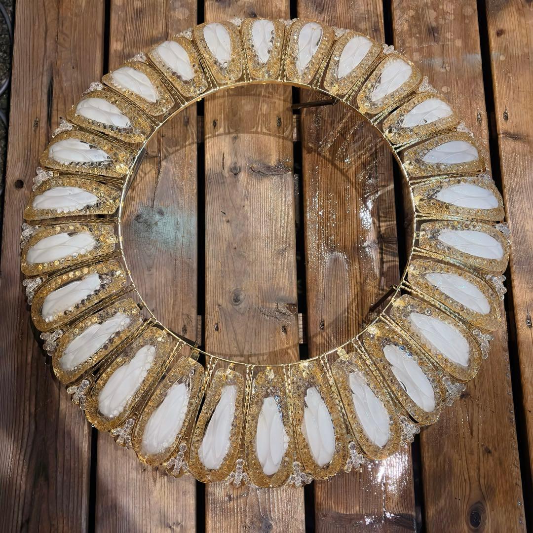 ②アンティーク・ガレ　シャンデリア　12灯 クリスタル　ゴールド　照明　リビング