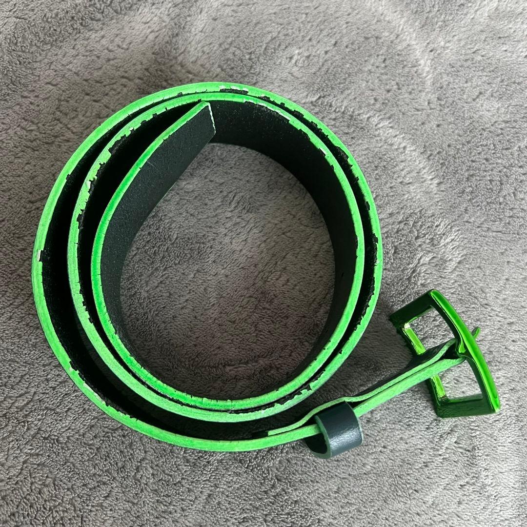 MARK&LONA マークアンドロナ　ベルト　レザー　柄　刻印　革　緑色