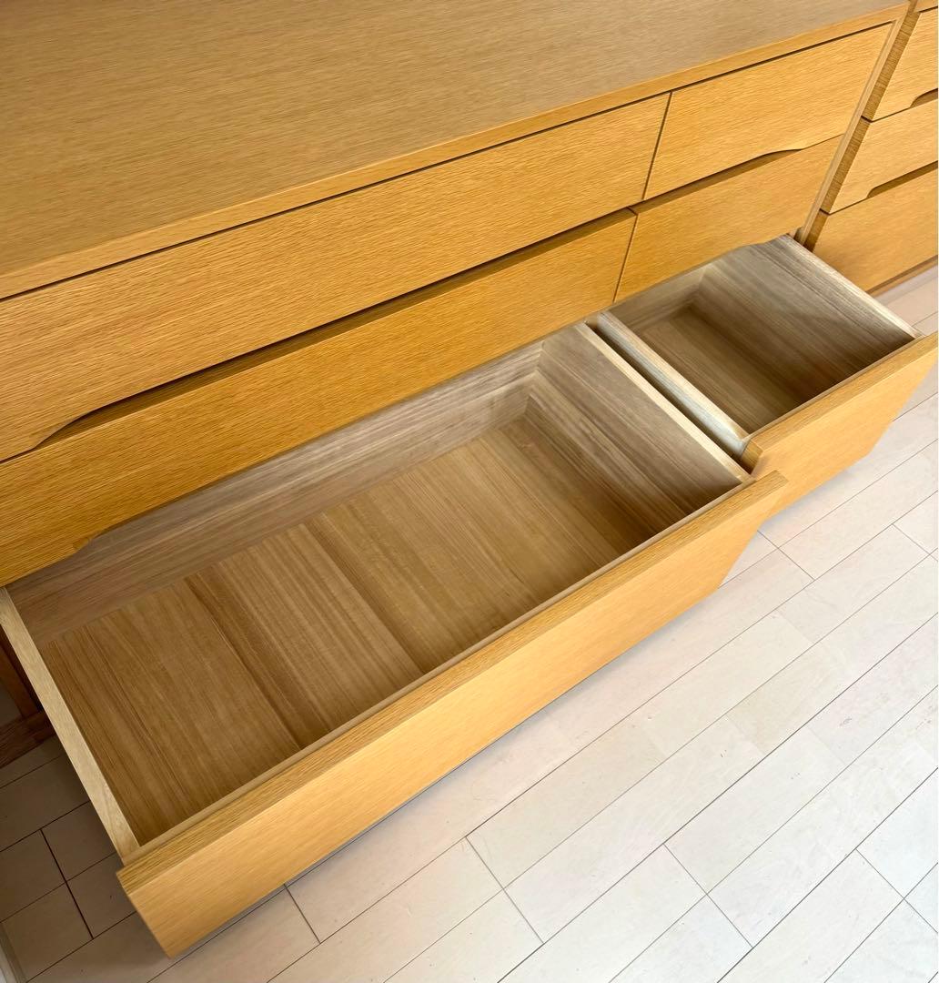 美品 IDC大塚家具 府中家具 焼印有 楢材チェスト 国産 高品質 幅136cm