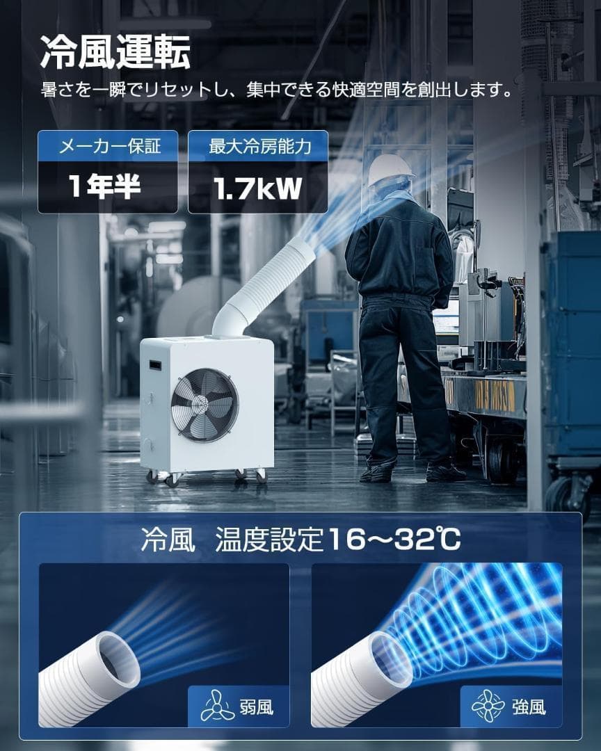 スポットクーラー 業務用 100v【2025業界初 液晶パネル】スポットエアコン