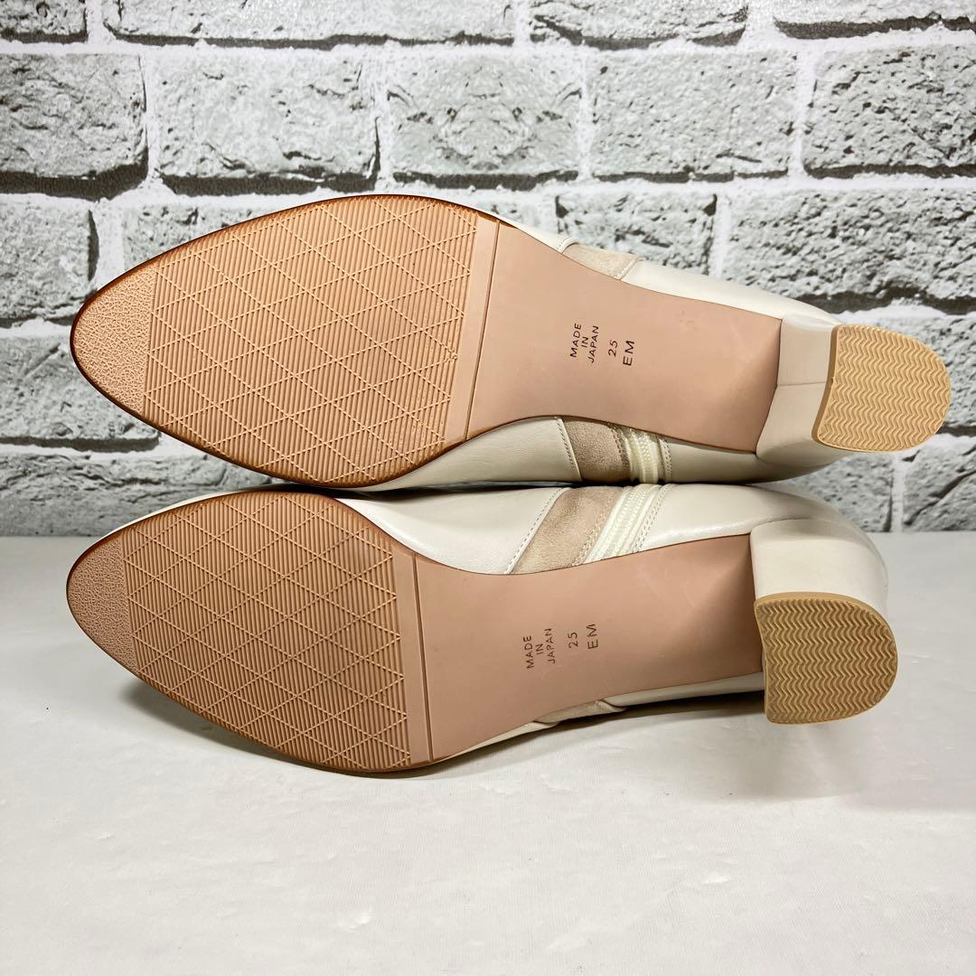 【試着程度】DIANA ブーツ 25cm レザー アイボリー サイドジップ