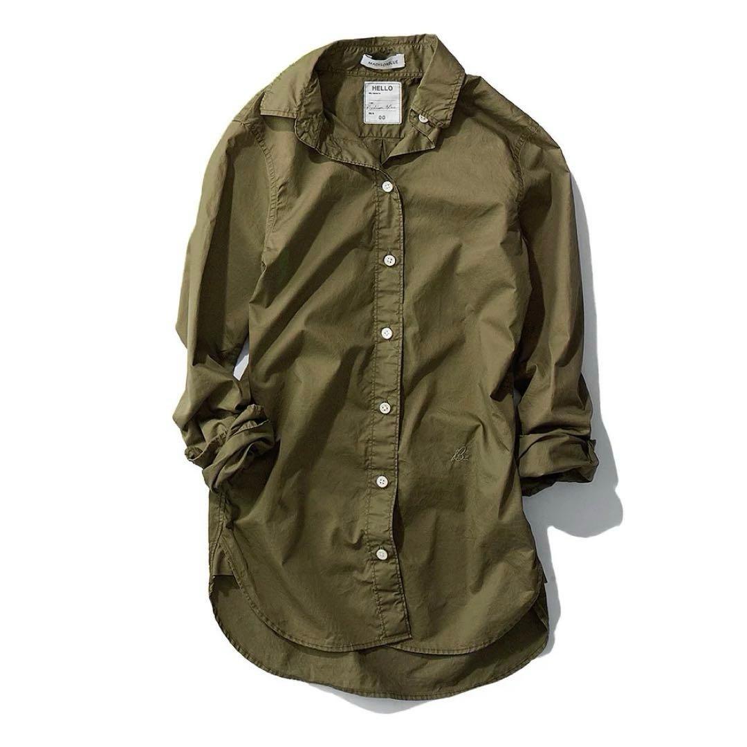 美品 マディソンブルー 蛯原友里さん着用 コットンマダムシャツ カーキ B刺繍