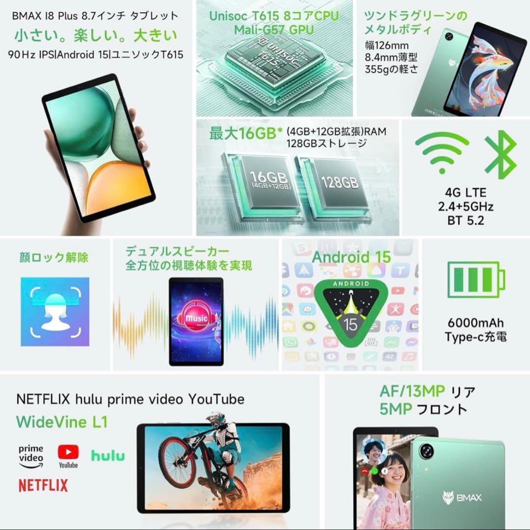 BMAX I8 Plus 8.7インチ【タブレットWi-Fi/SIM通話モデル】