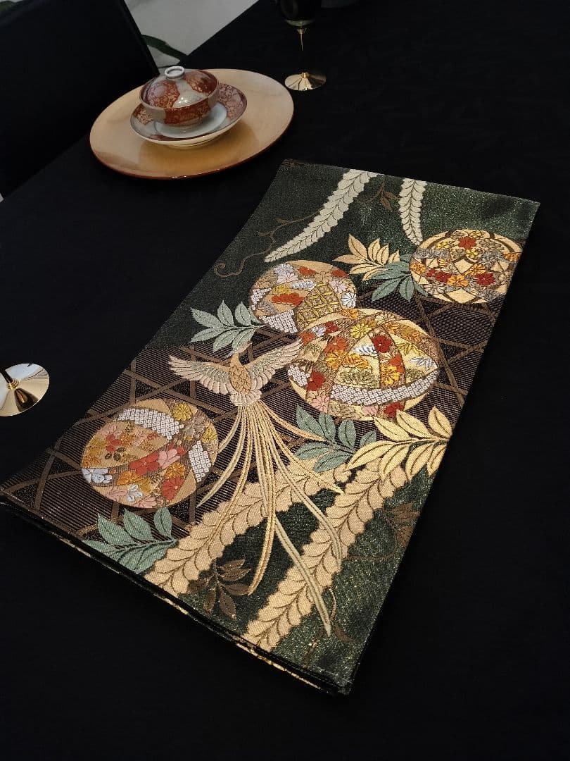 A916★逸品‼️全通帯‼️ひな祭り‼️袋帯正絹テーブルランナー2m13cm