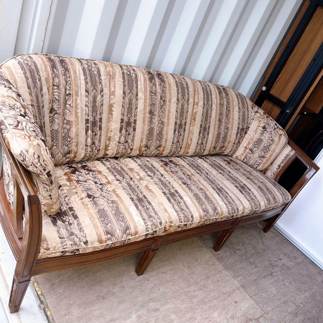 取付無料！マルニ木工地中海ロイヤル シャルル 天然木高級花柄ファブリックソファ✨