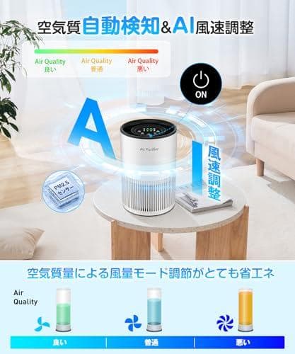 空気清浄機 小型 【2025春 花粉対策&AI風速調整】360°循環浄化 アロm