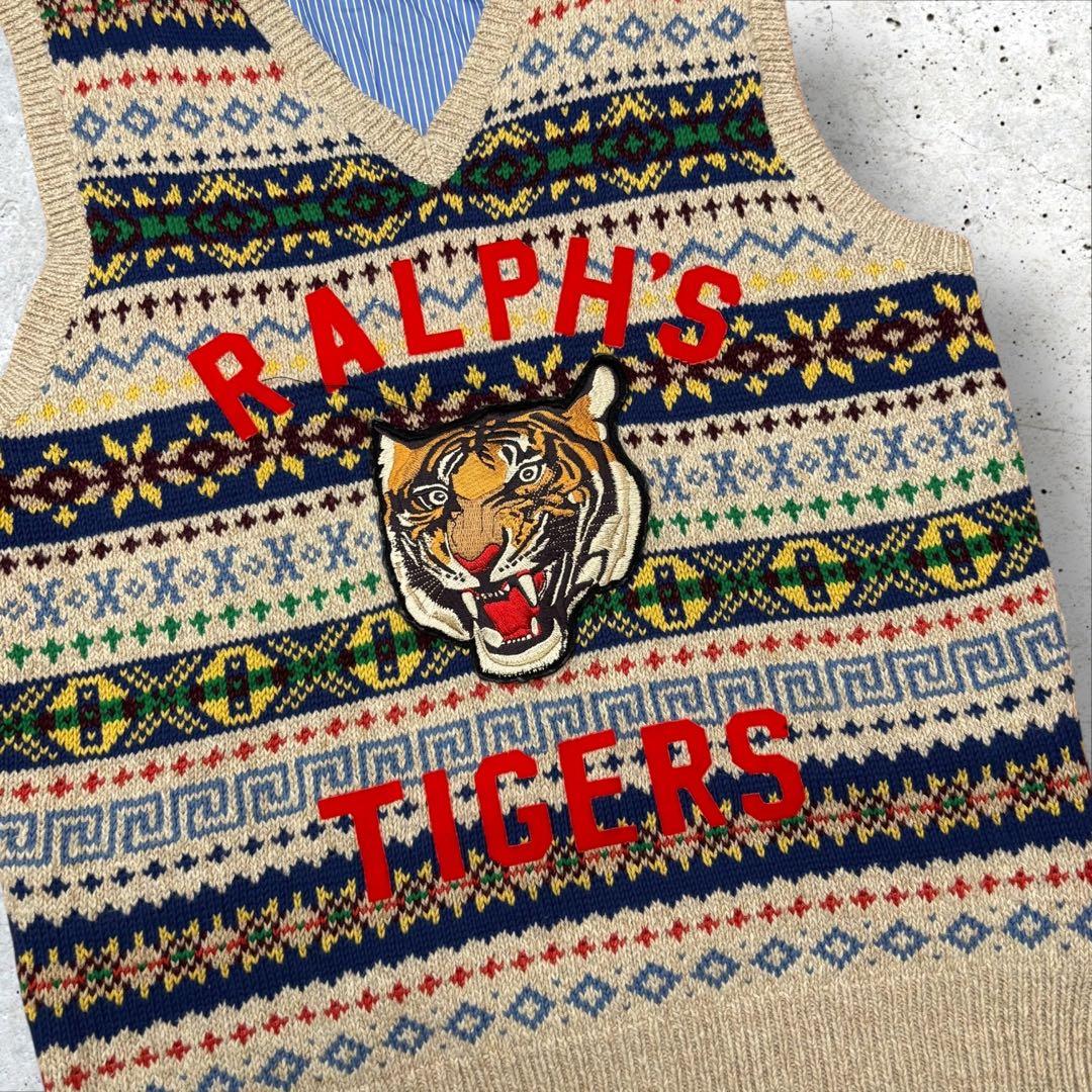 ポロラルフローレン フェアアイル タイガー 刺繍 ワッペンニットベスト SP