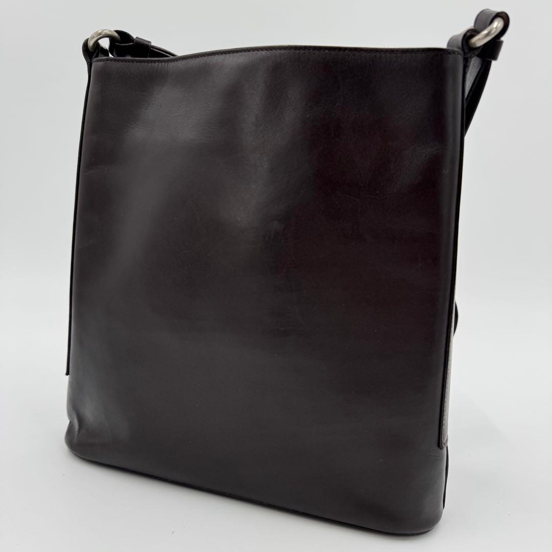 PRADA プラダ カーフ レザー ショルダーバッグ 肩掛け ダークブラウン