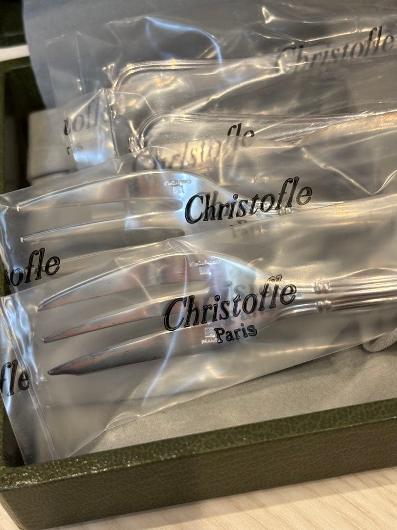 Christofle 新品未使用 ２人用 スプーン＆フォークセット 専用ケース付