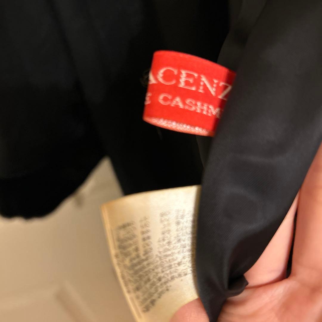 カシミヤ100%【新品未使用】ファー付きロングコート　黒