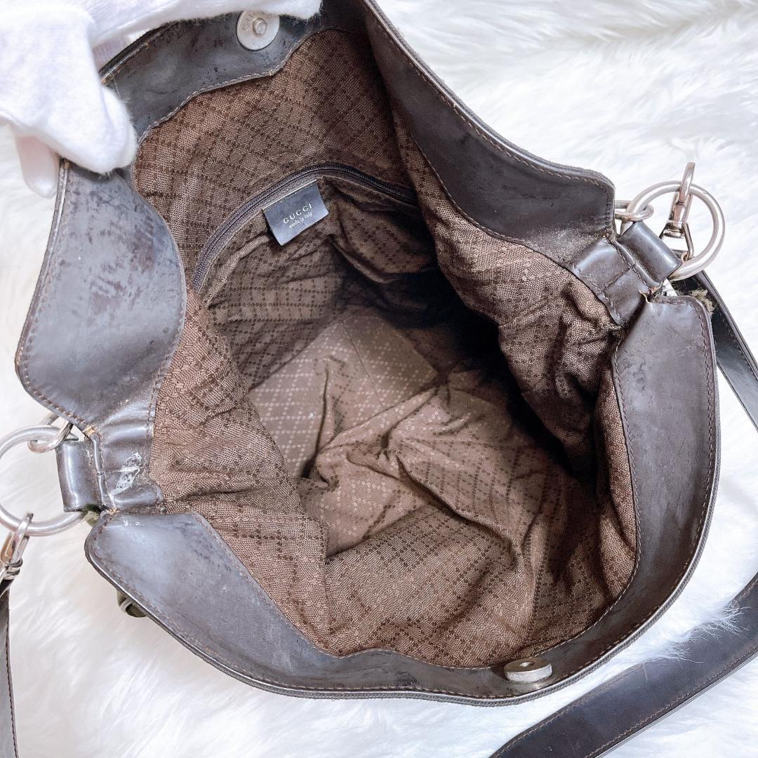 グッチ 　オールドグッチ　ハンドバッグ バンブー ショルダー ブラウン 2way