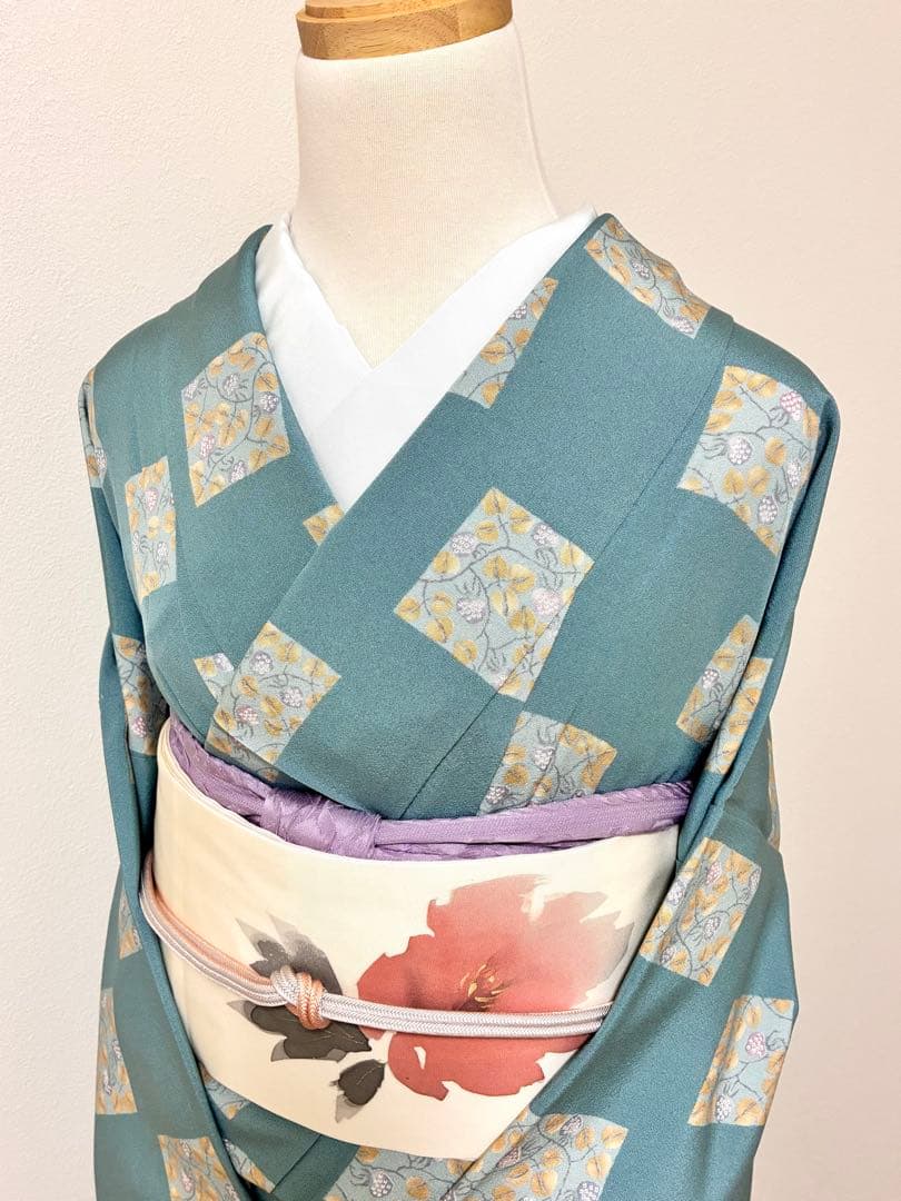 セット　塩瀬　抽象的な花＋鬼しぼ縮緬　野菜模様