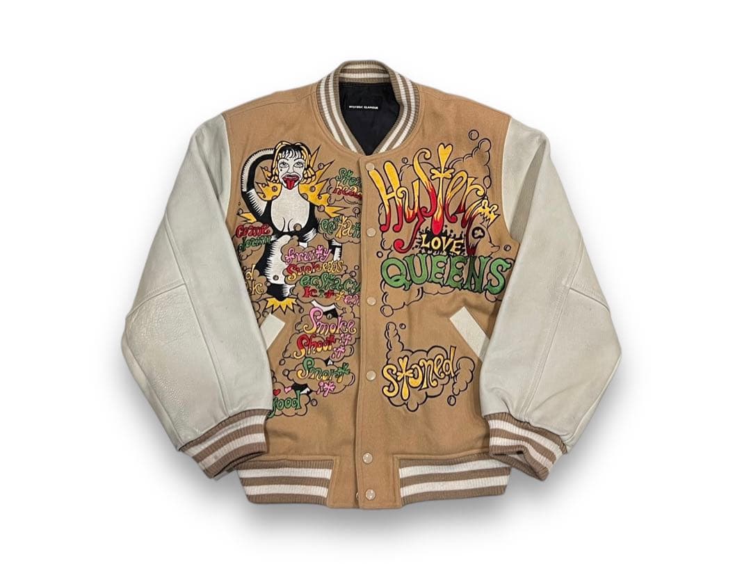 レア90s【HYSTERIC GLAMOUR】袖レザー ウール スタジャン