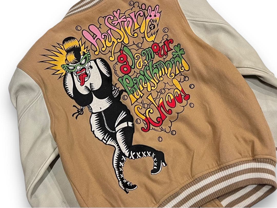 レア90s【HYSTERIC GLAMOUR】袖レザー ウール スタジャン