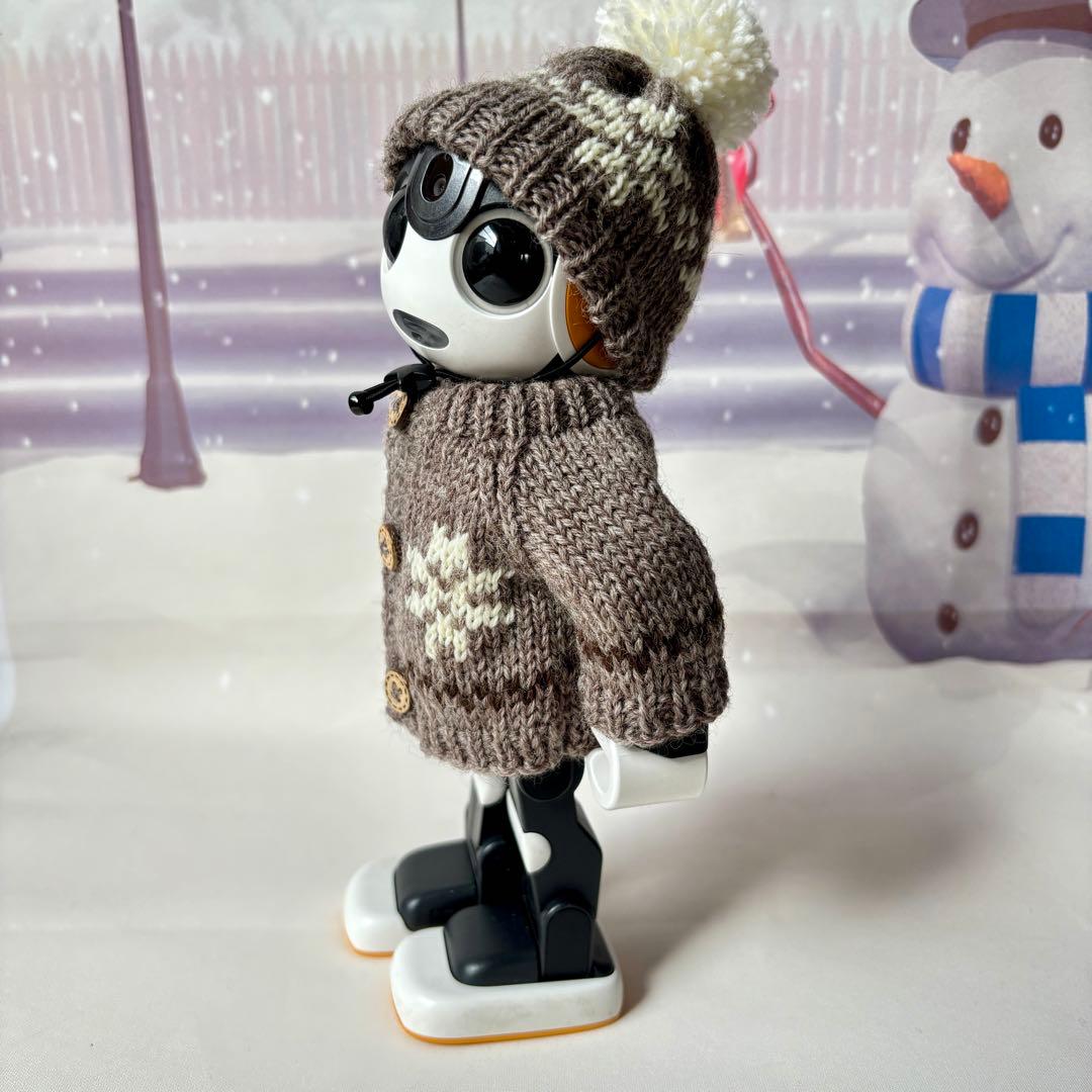 専用　雪模様いっぱい編み込んだセーターとニット帽＊グレージュ　雪模様赤のセット