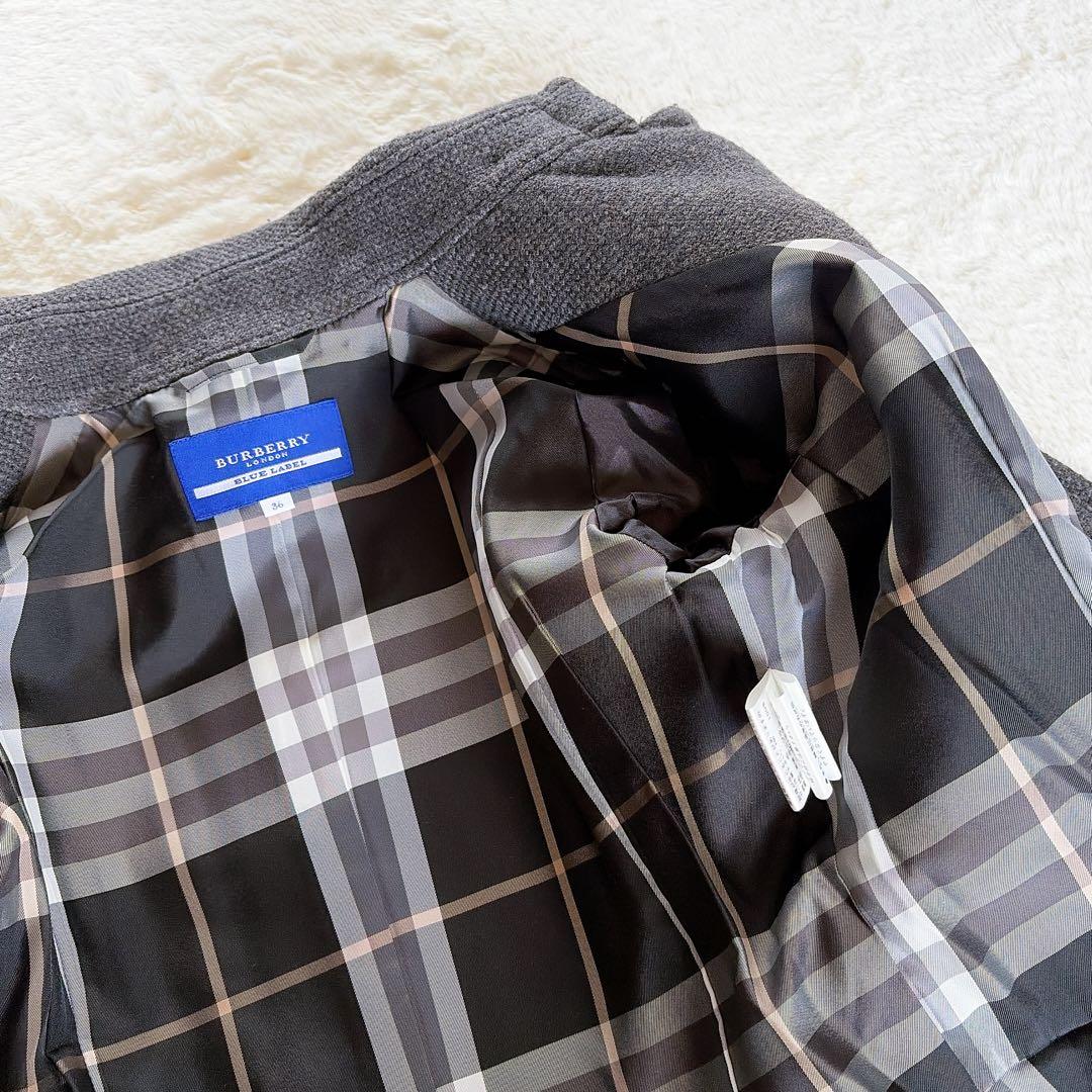 極美品✨【バーバリーブルーレーベル】銀ボタン ダブルショートコート 裾プリーツ