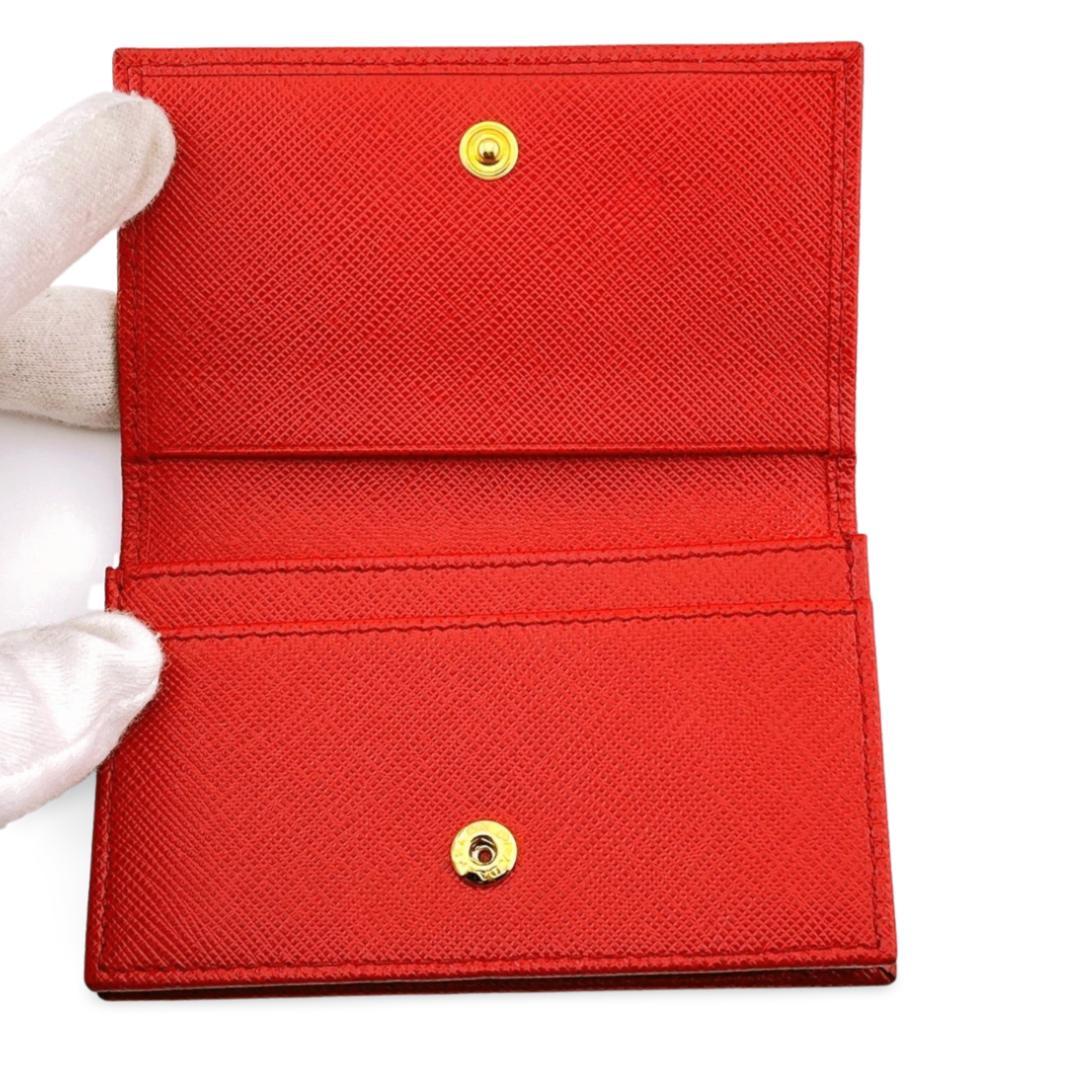 PRADA プラダ 名刺入れ サフィアーノメタル レッド系 ユニセックス