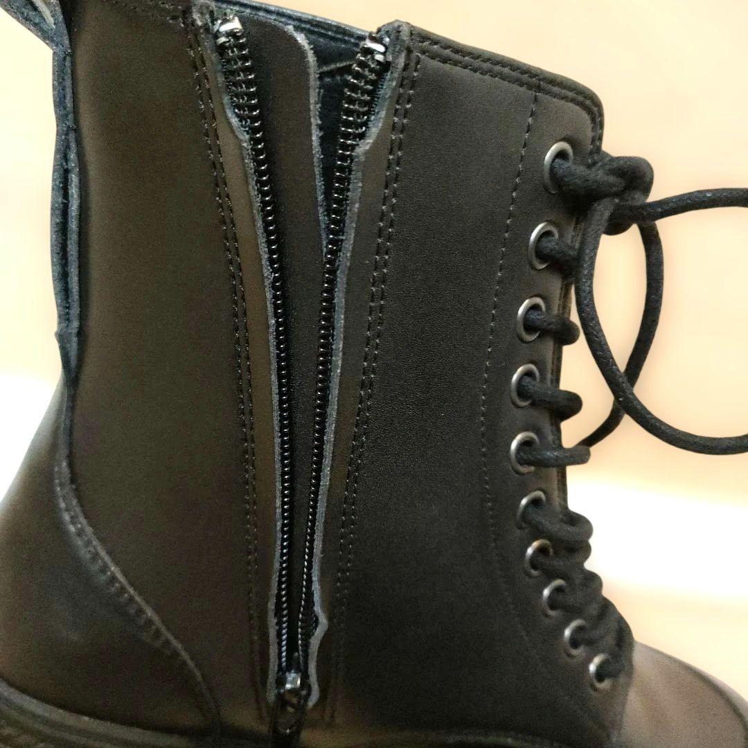 NO NAME レースアップ ブーツ サイドジップ 黒 40 ロゴ 厚底