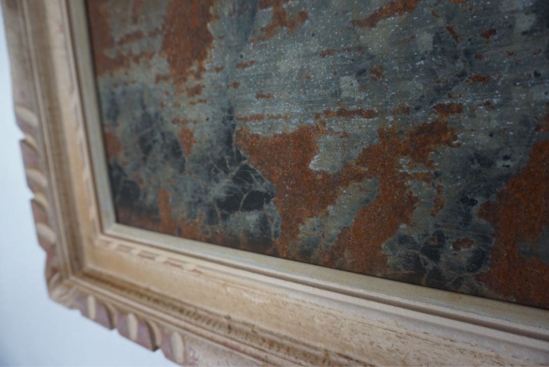 大きなアンティークフレームのブリキサインボード　看板　店舗什器　額縁　古道具