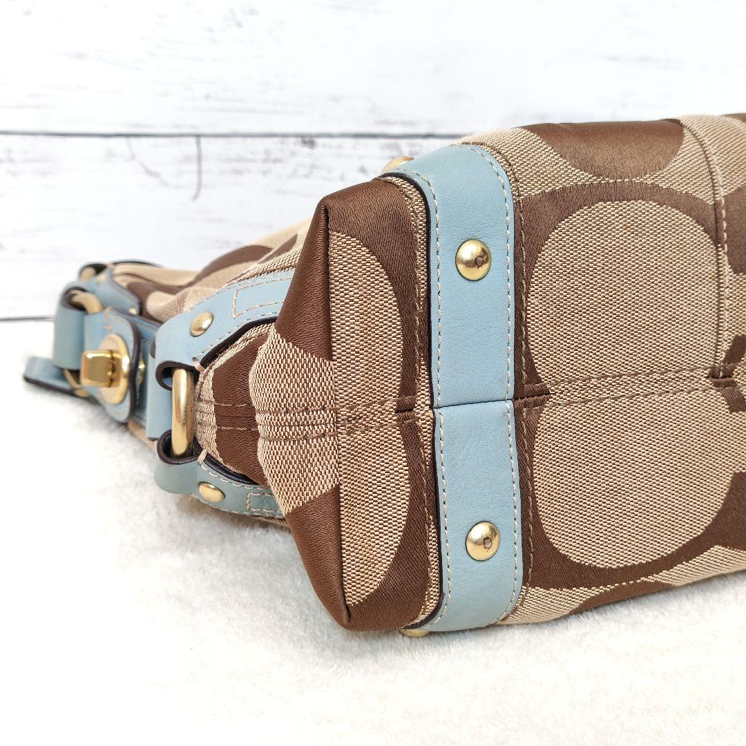 COACH シグネチャー ワンショルダーバッグ 水色 ターンロック y2k