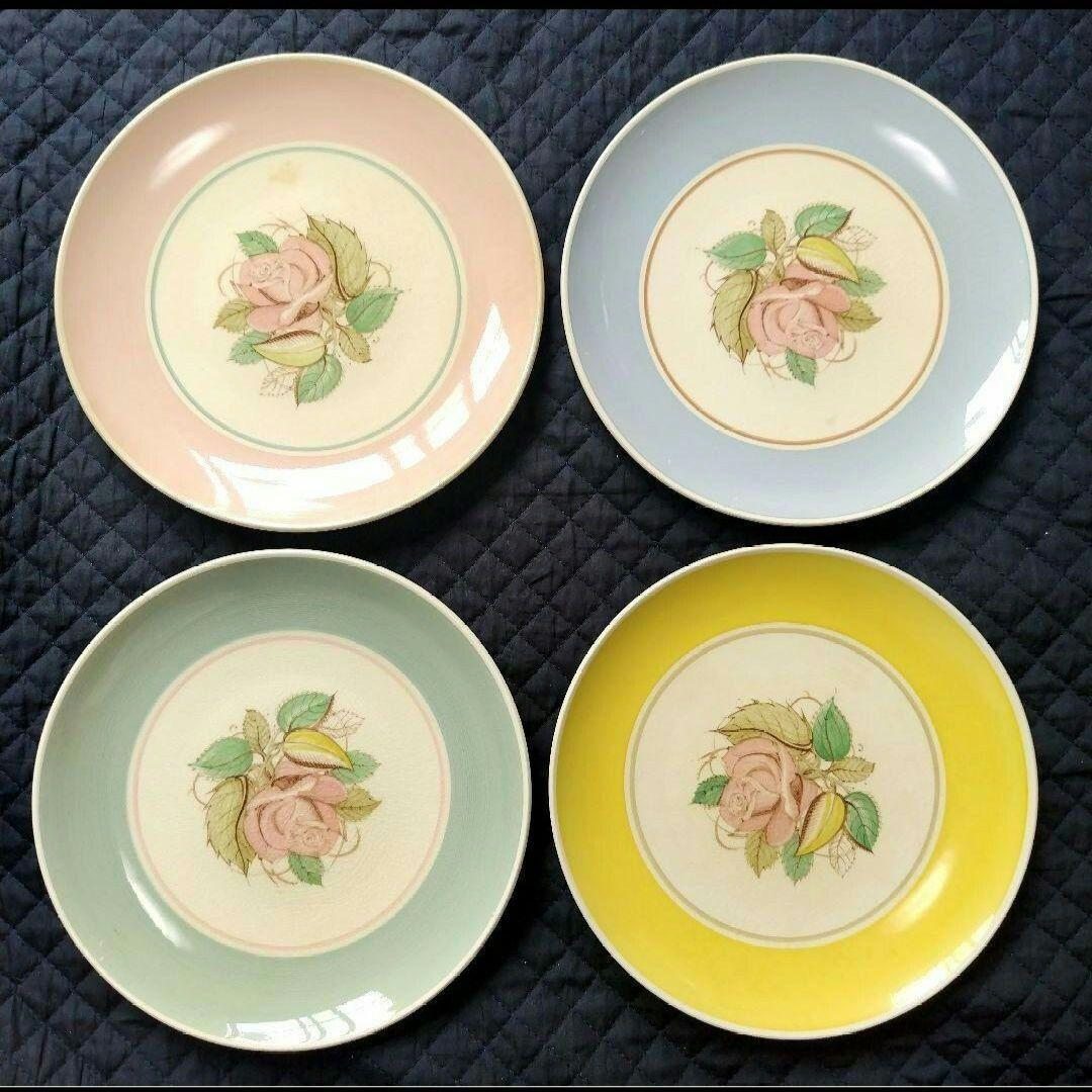 ほぼ未使用、スージークーパー「パトリシアローズ」直径20cmプレート、4枚セット