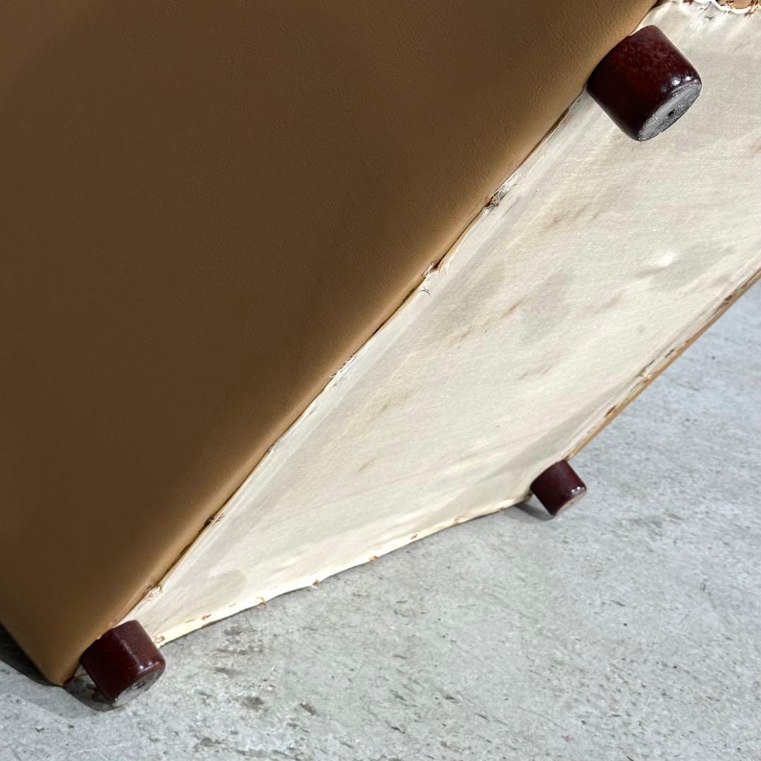 ✦昭和レトロ✦ミッドセンチュリー 1人掛けソファー木製フレーム ベージュ合成皮革