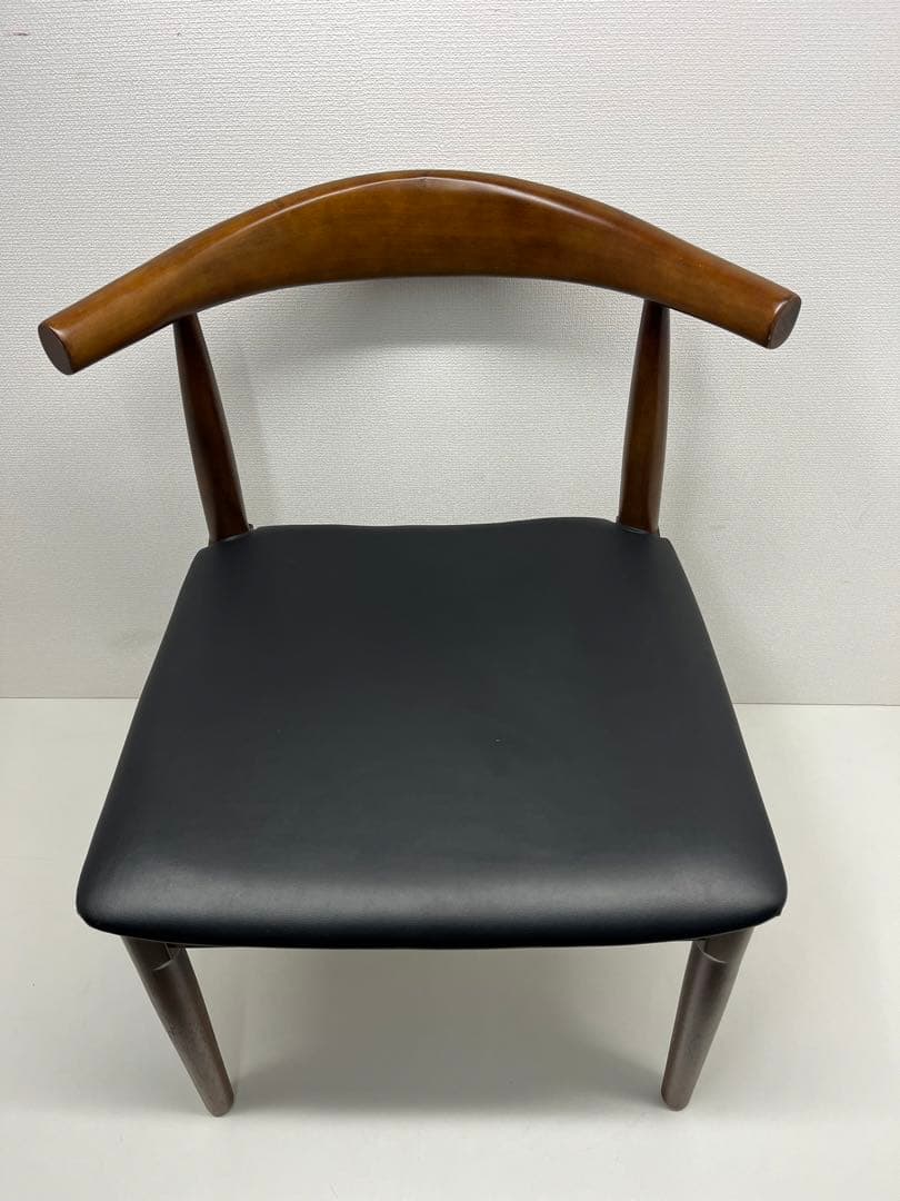 デザイナーズチェア 木製 ダイニングチェア ウッドチェア PU座面 ブラウン