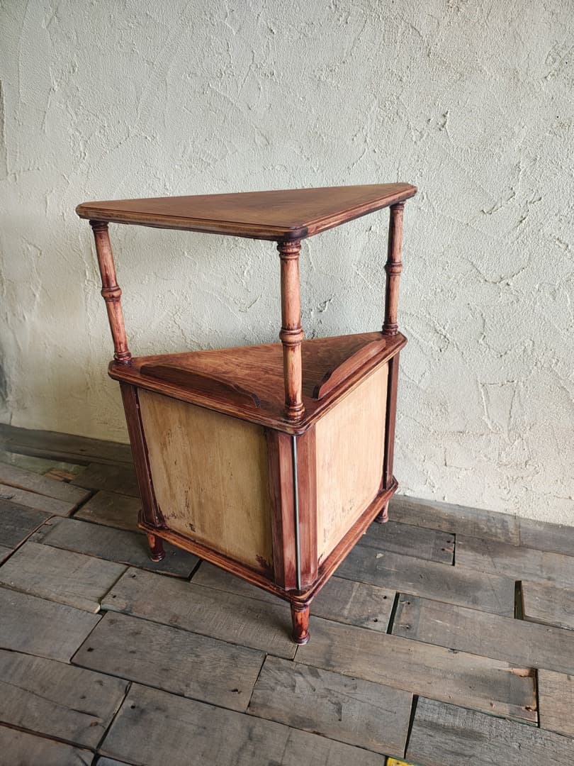 木製ブラウンキャビネット コーナーキャビネット　ビンテージ M0186