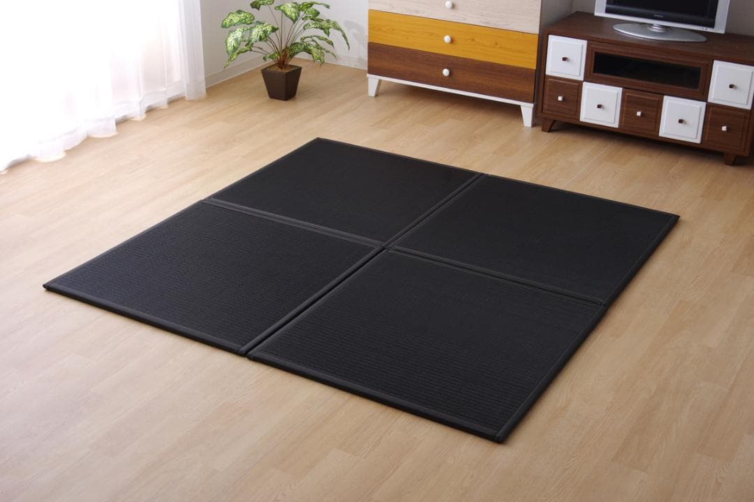 日本製 ブラック４枚セット　ＰＰ置き畳 ユニット畳 『スカッシュ』