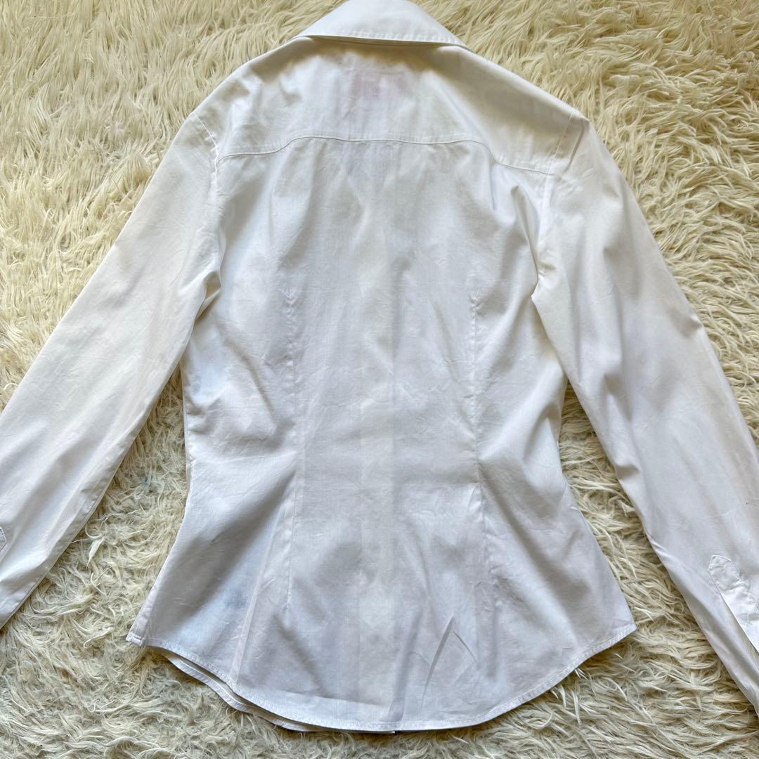 ヴィヴィアンウェストウッド　ボタンダウン　ハイネックシャツ　ストレッチ　白　刺繍