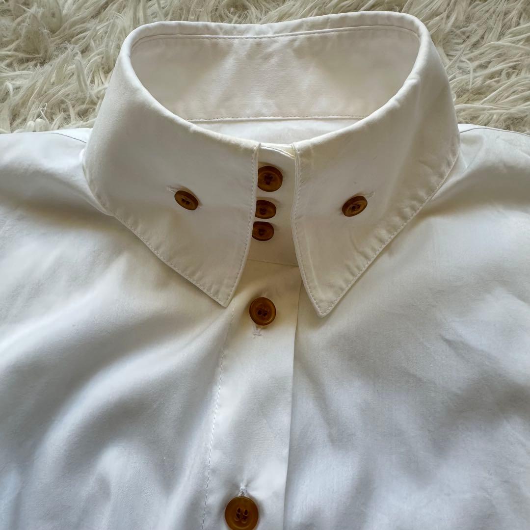 ヴィヴィアンウェストウッド　ボタンダウン　ハイネックシャツ　ストレッチ　白　刺繍