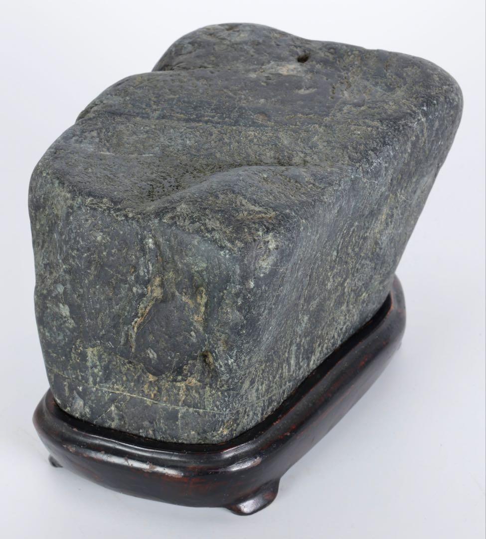 阿賀野川 水石 名石 台座付 4kg 鑑賞石 盆石 盆景 天然石 飾石 原石