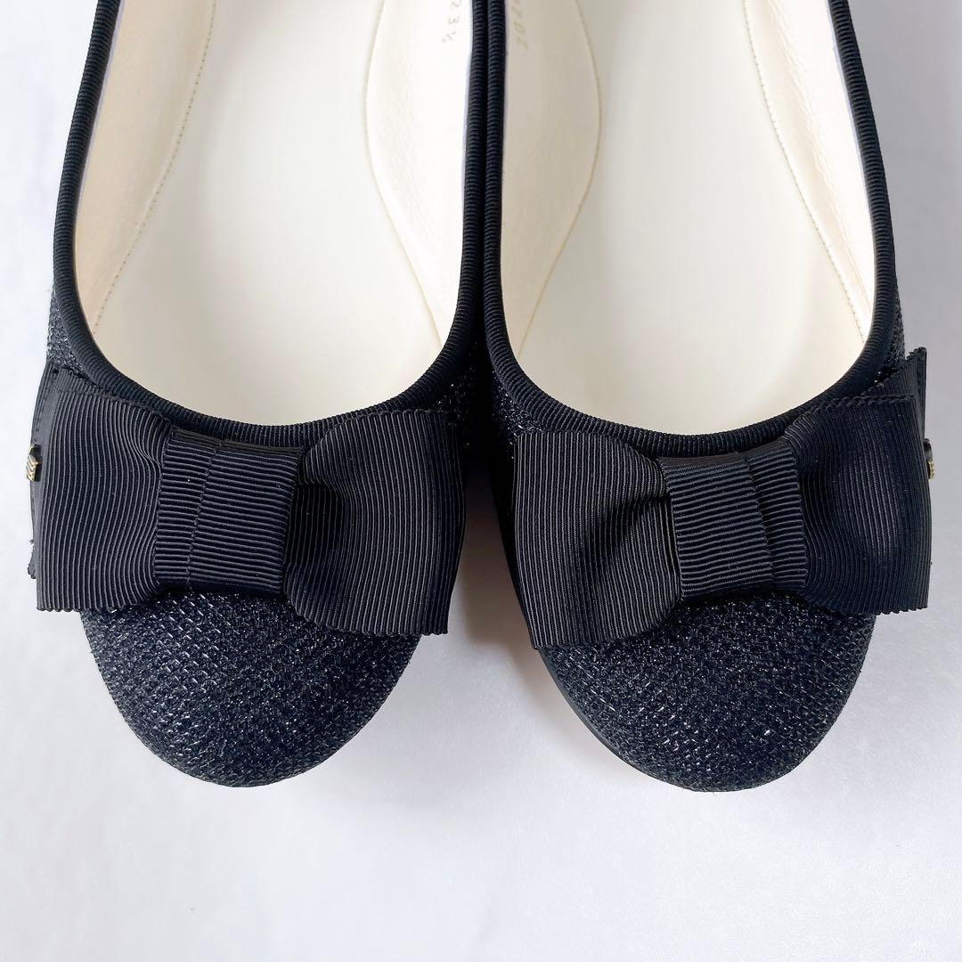 LANVIN en Bleu バレエシューズ リボン ブラック 黒 23.5cm