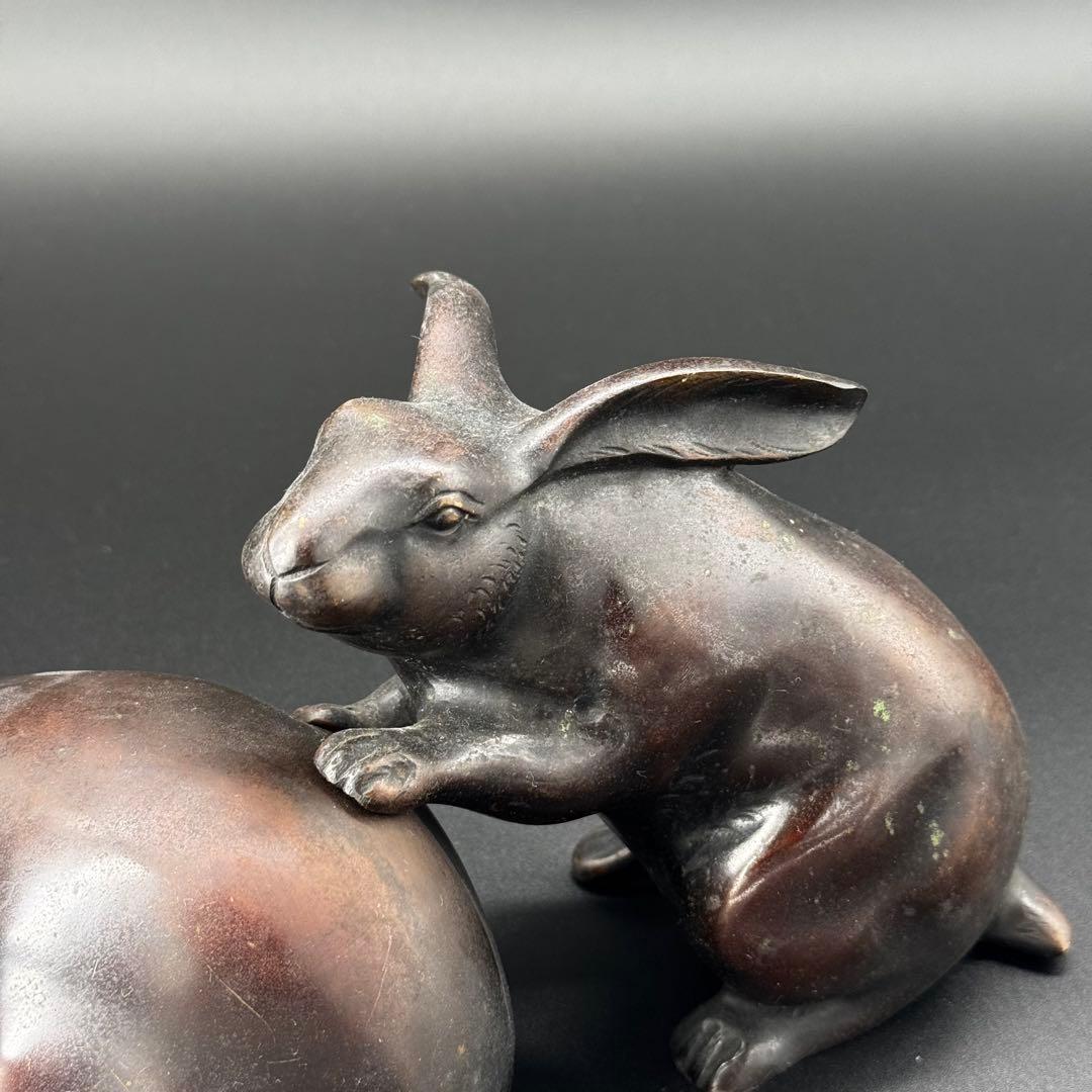 銅　うさぎ　置物