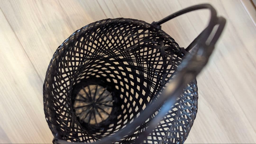 花籠　天目朝顔寸胴　花かご　美品　茶道　華道　フラワーベース　竹籠　花瓶