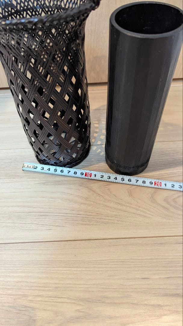 花籠　天目朝顔寸胴　花かご　美品　茶道　華道　フラワーベース　竹籠　花瓶