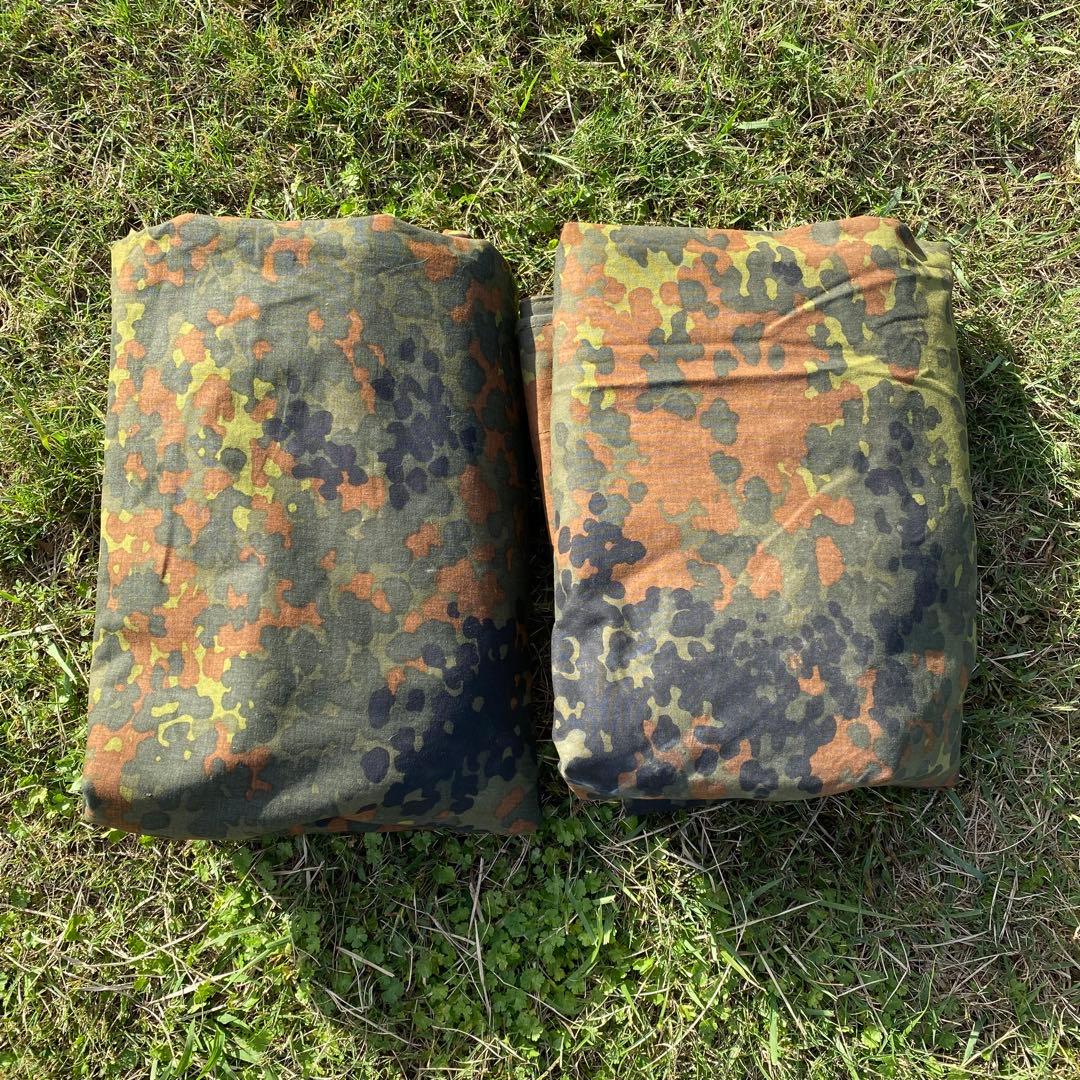 ドイツ軍　軍幕　ハーフシェルター２枚①　パップテント　袋付　フレクターカモ　迷彩