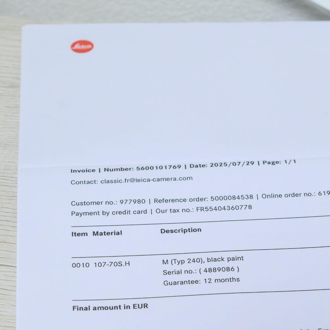 Leica M Typ240 ブラックペイント【保証あり】