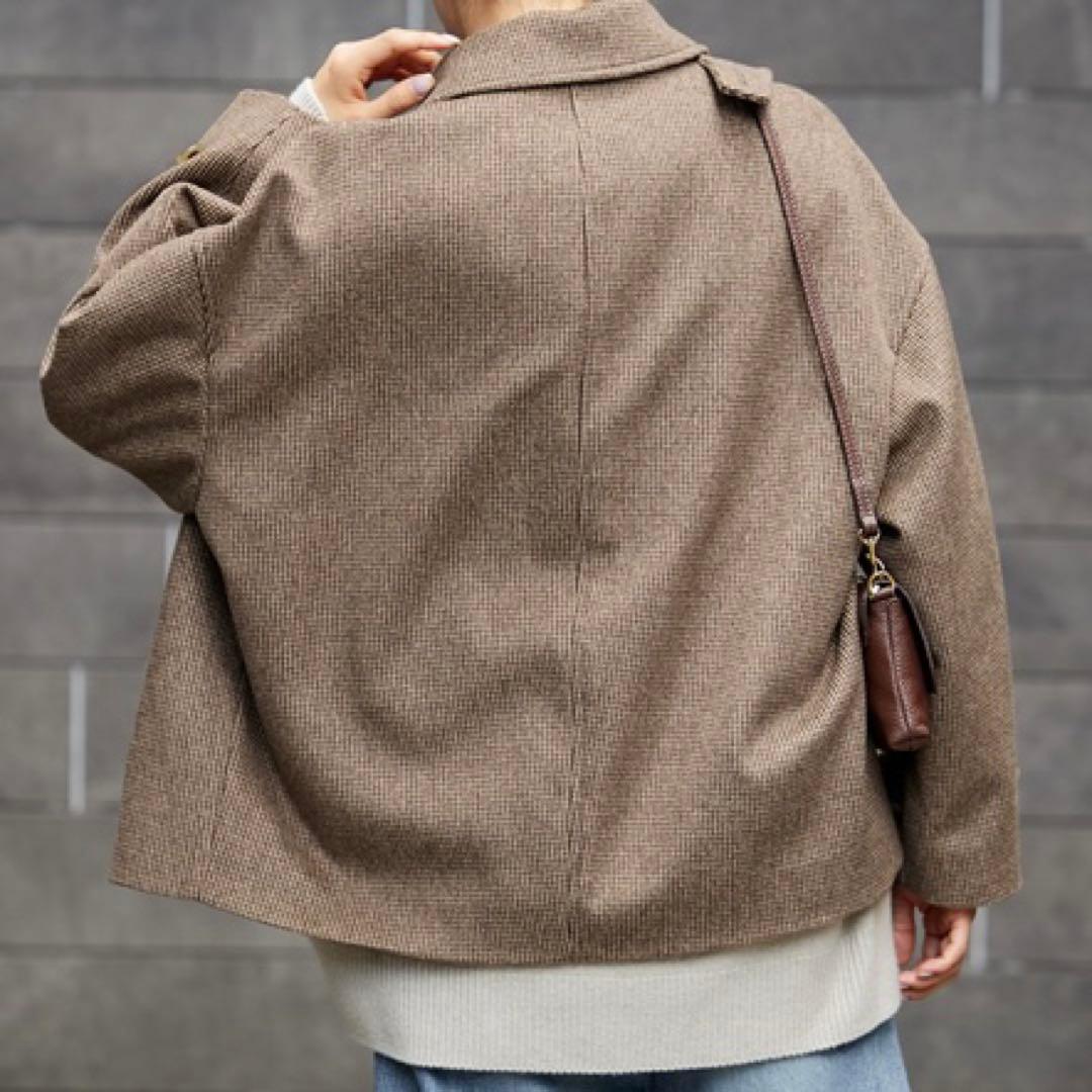 未使用級✨ FRAMeWORK ピンチェックバルカラーショートコート ブラウン