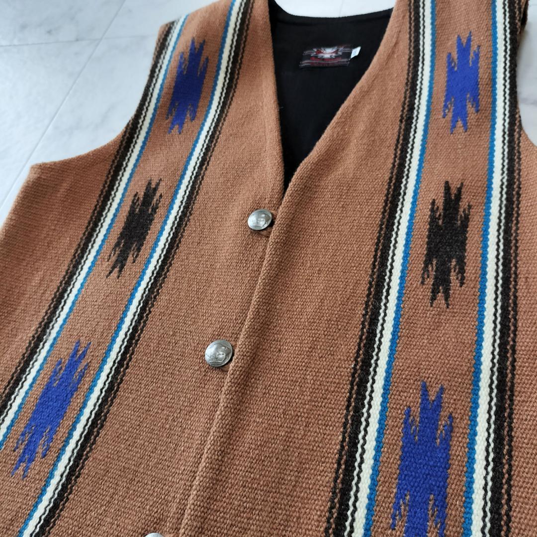 希少レア柄 センチネラ 40 ポインテッドチマヨベスト 裏地付き ブラウン L