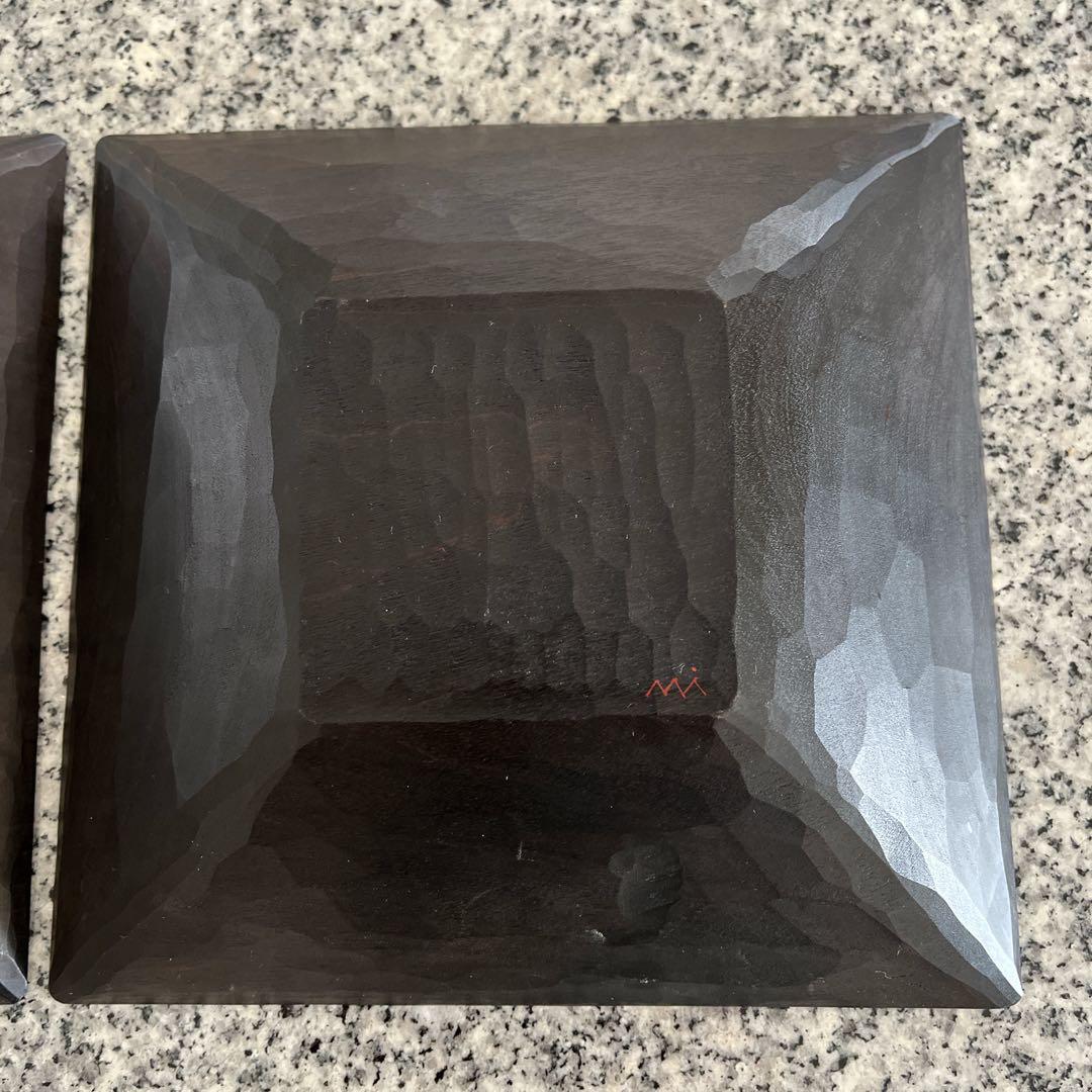 三谷龍二　黒拭き漆　角皿　 2枚セット