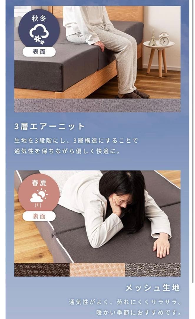 【新品未開封】シングルマットレス グレー 高反発 三つ折り　19990円