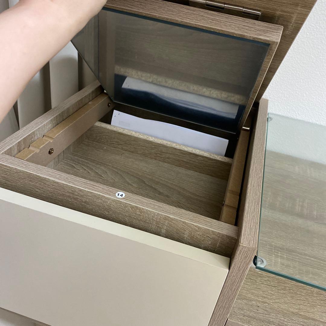 取りにきてくださる方限定 収納付きガラス天板センターテーブル