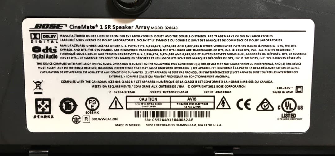 ○[動作確認済み]BOSE cinemate 1sr speaker array