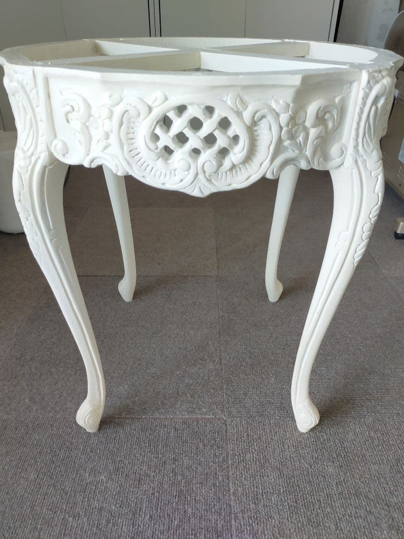 猫脚 イタリア アンティーク 大理石 ホワイトテーブル