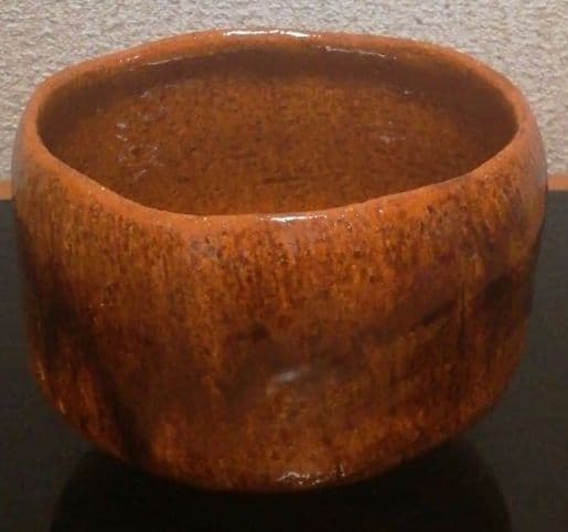 香野壮明作　飴釉　茶碗　共箱　略歴付　茶道具
